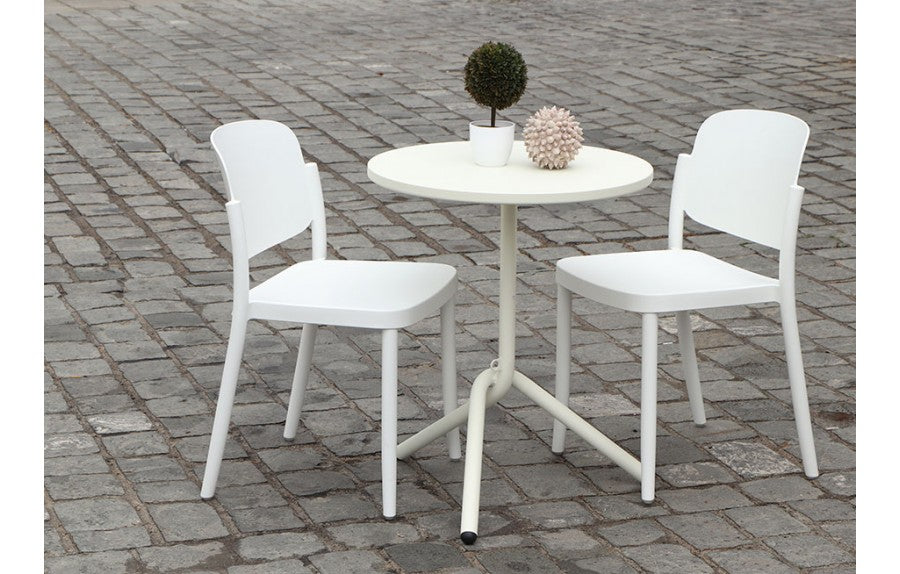 Juego Mesa TA Crema + 2 Sillas Piazza Blancas - Medular Diseño Mesas de Terraza