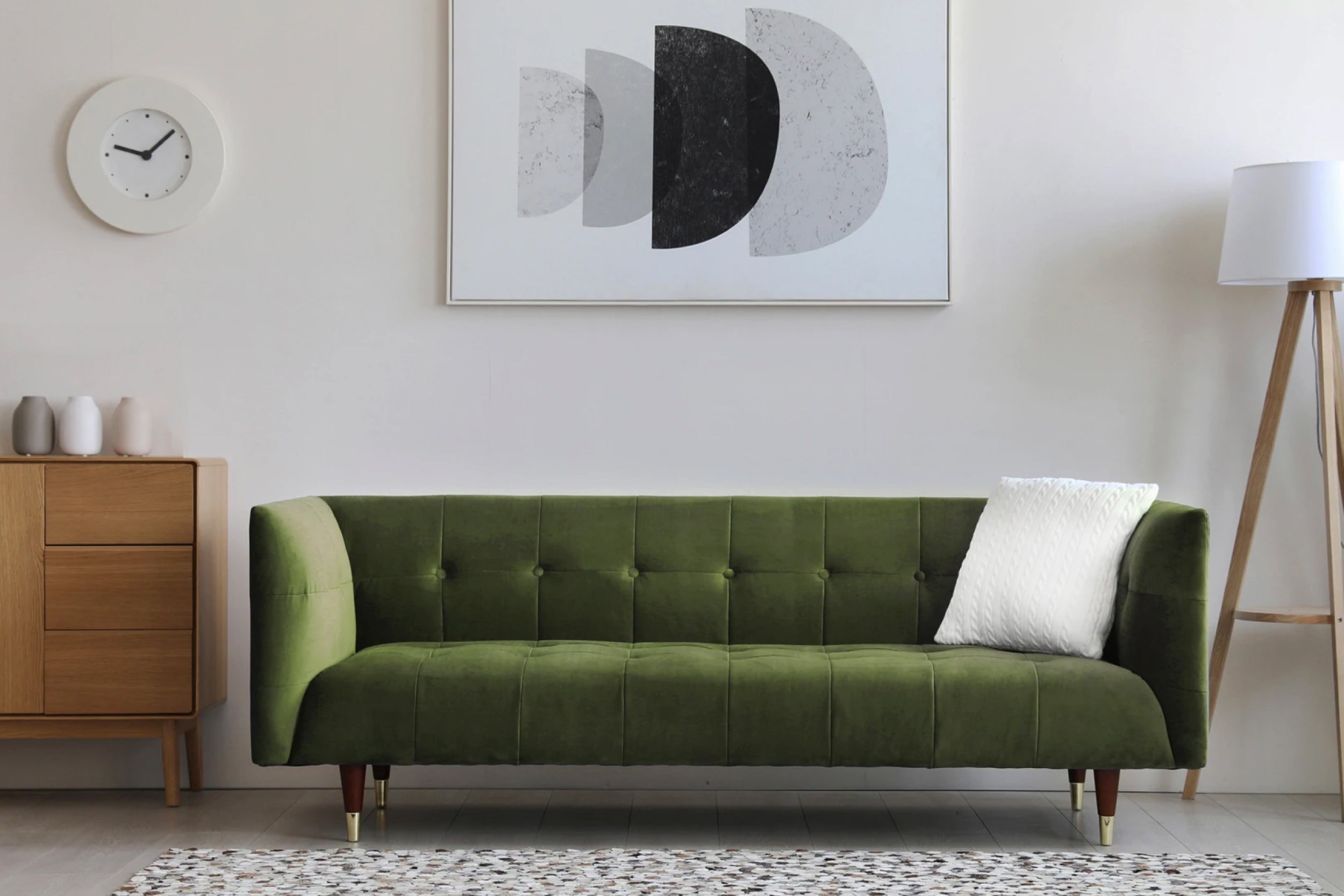 Sofá Ponti 3C Velvet Verde Musgo - Medular Diseño Sofás