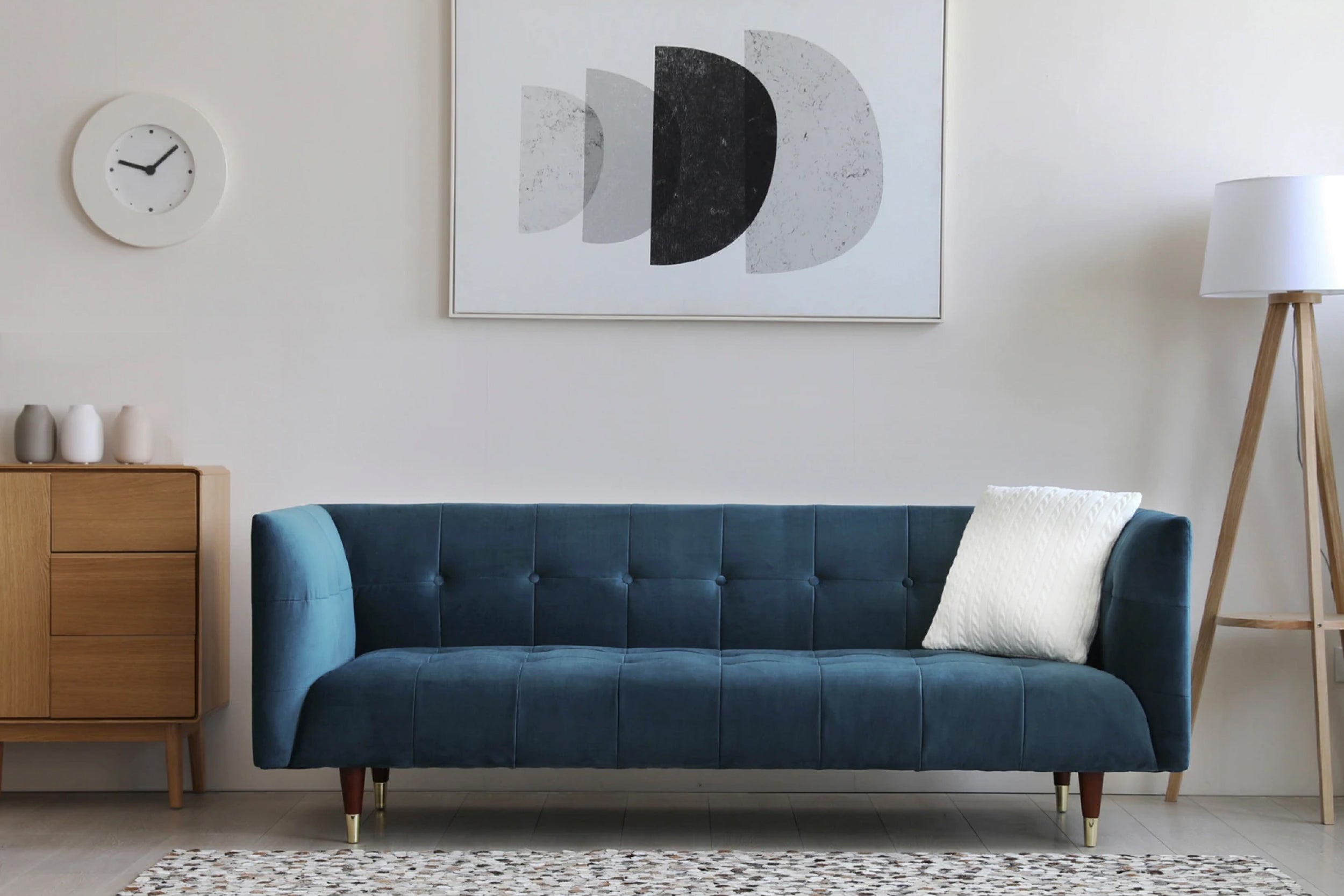 Sofá Ponti 3 Cuerpos Velvet Azul - Medular Diseño Sofás