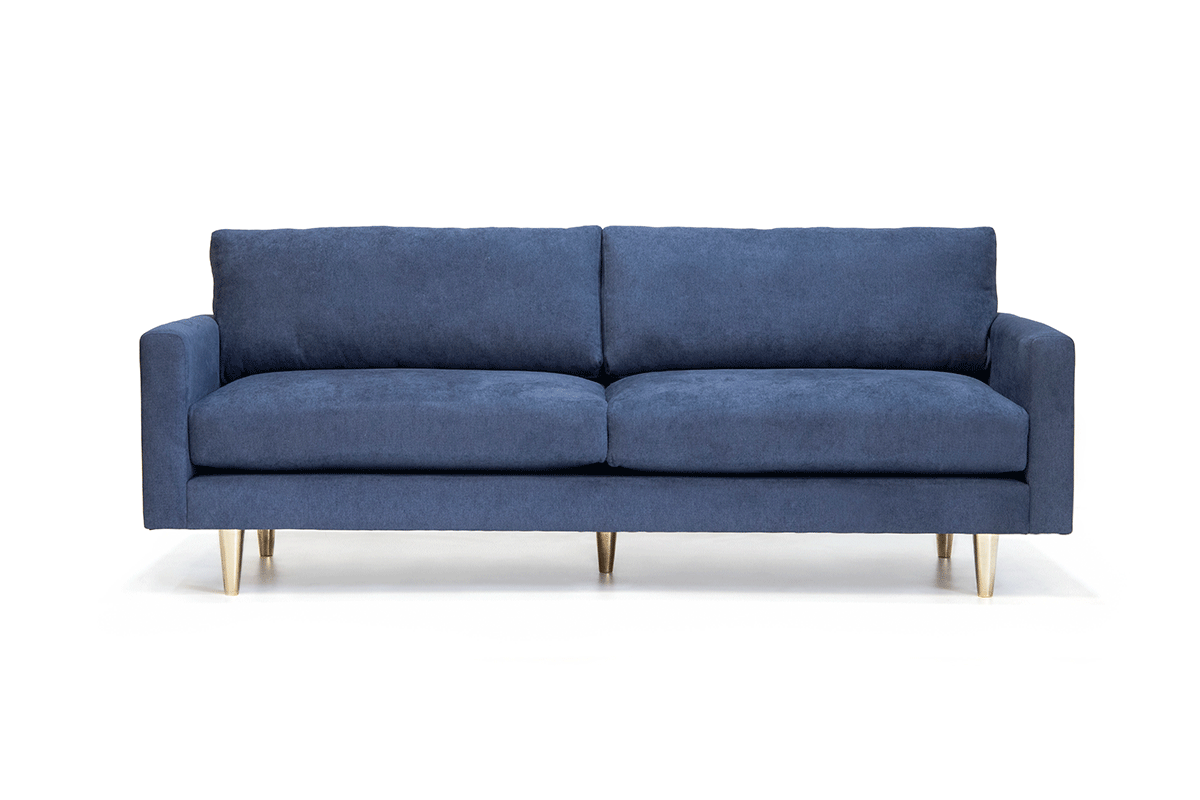 Sofá Tellum Velvet Azul Bronce - Medular Diseño Sofás