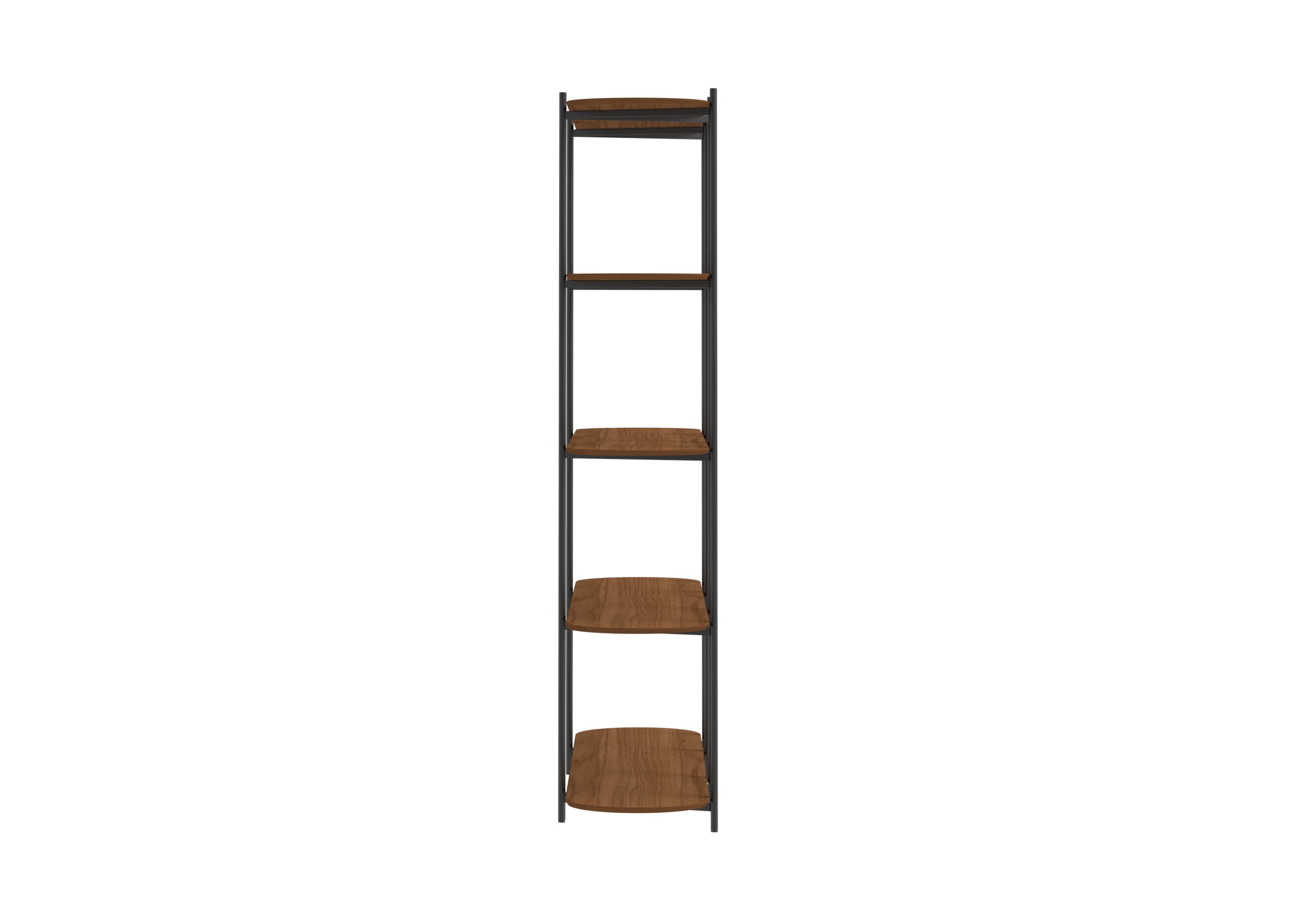 Estante Enya 1.8 m Canela / Negro – Librero Modular Abierto con Repisas Curvas & Estructura Metálica