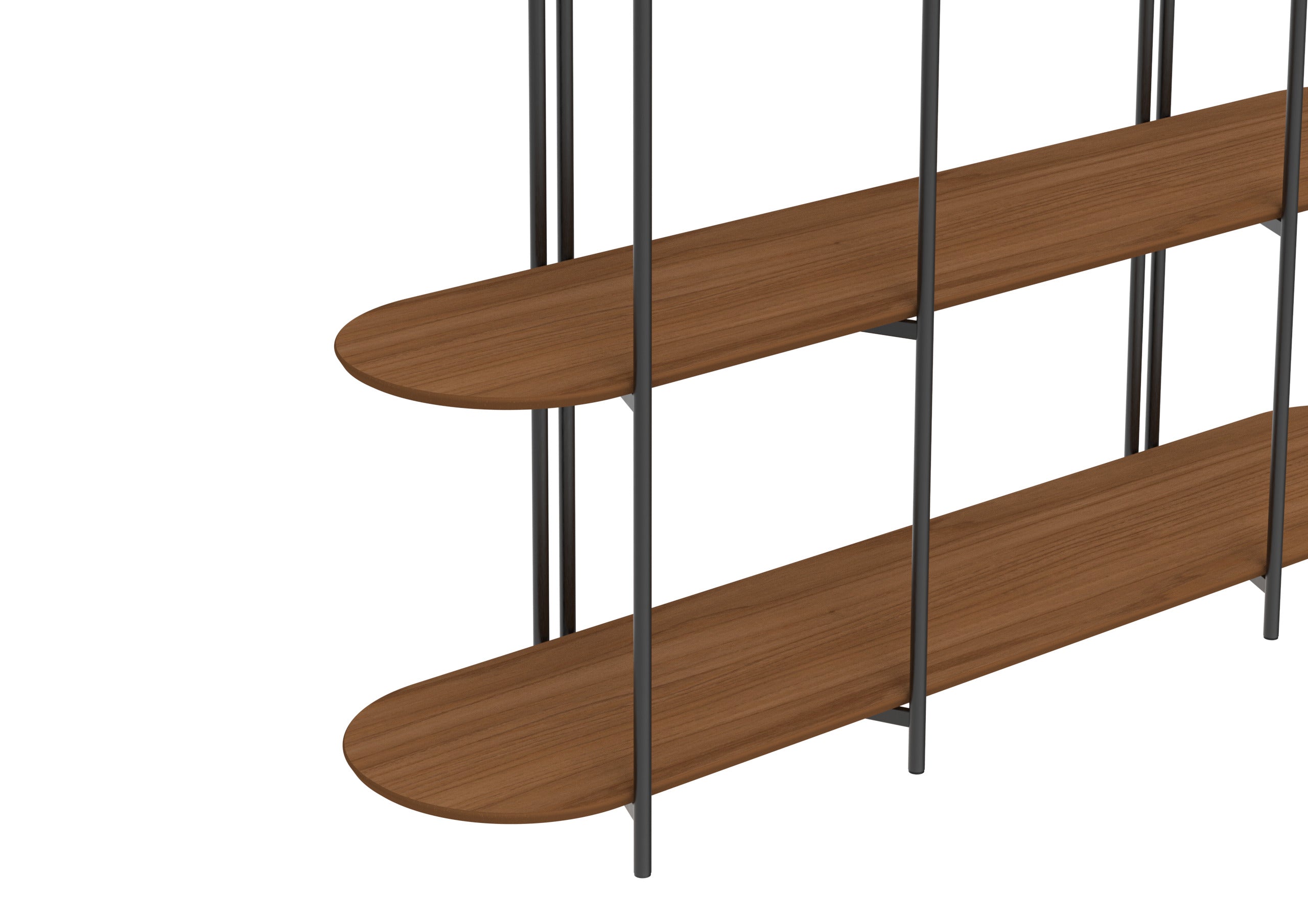 Estante Enya 1.8 m Canela / Negro – Librero Modular Abierto con Repisas Curvas & Estructura Metálica