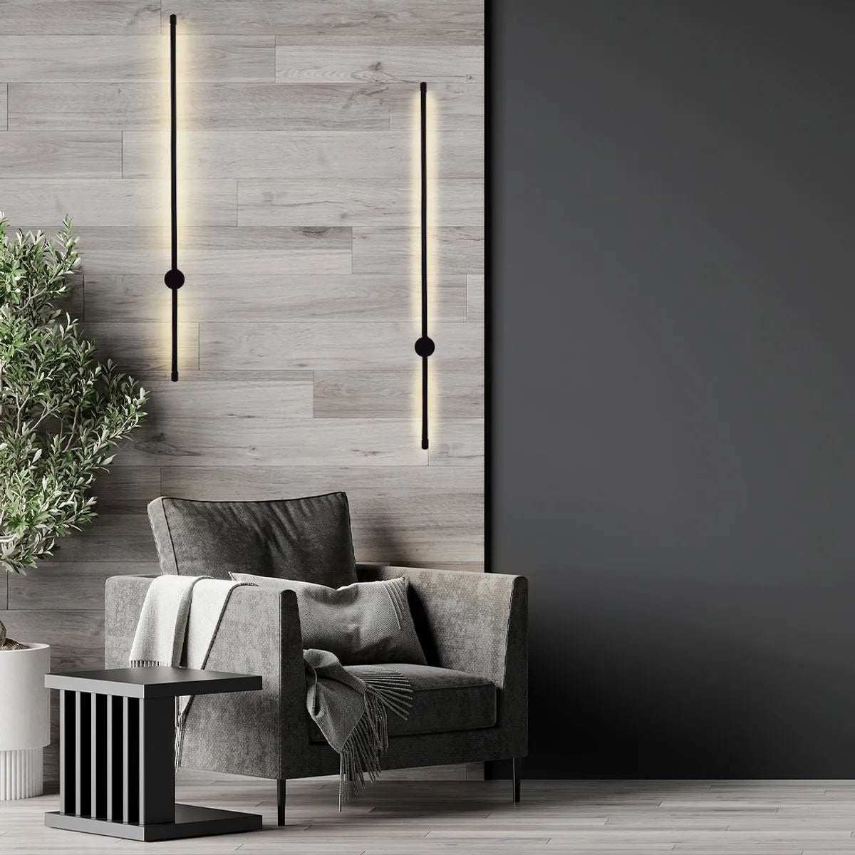 Aplique Muro Line Led Negro