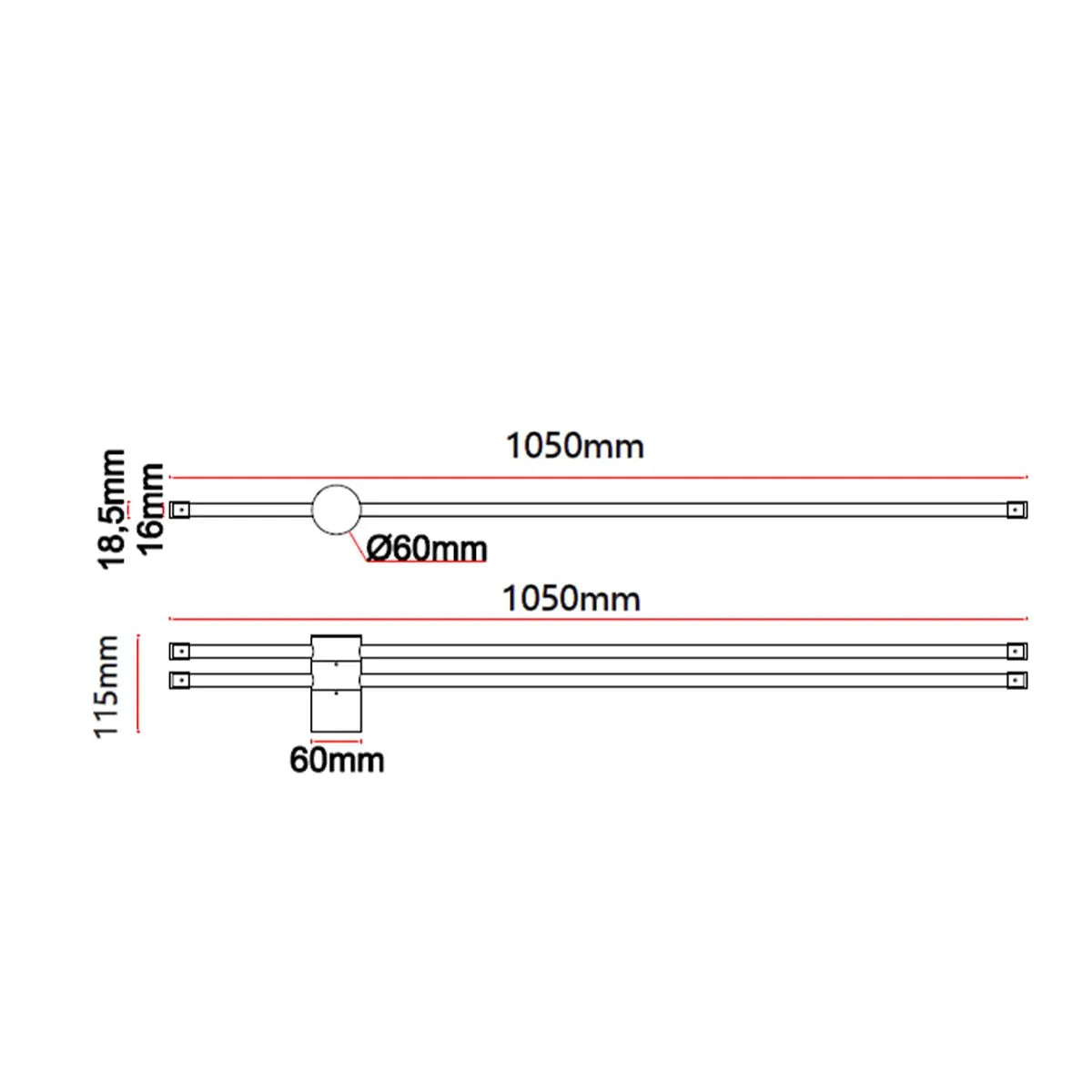 Aplique Muro Axis Led Negro