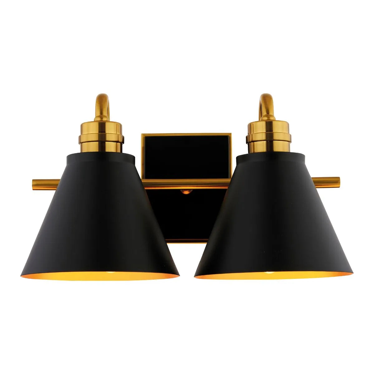 Aplique Vintage Pharos 2 luces Negro/Dorado
