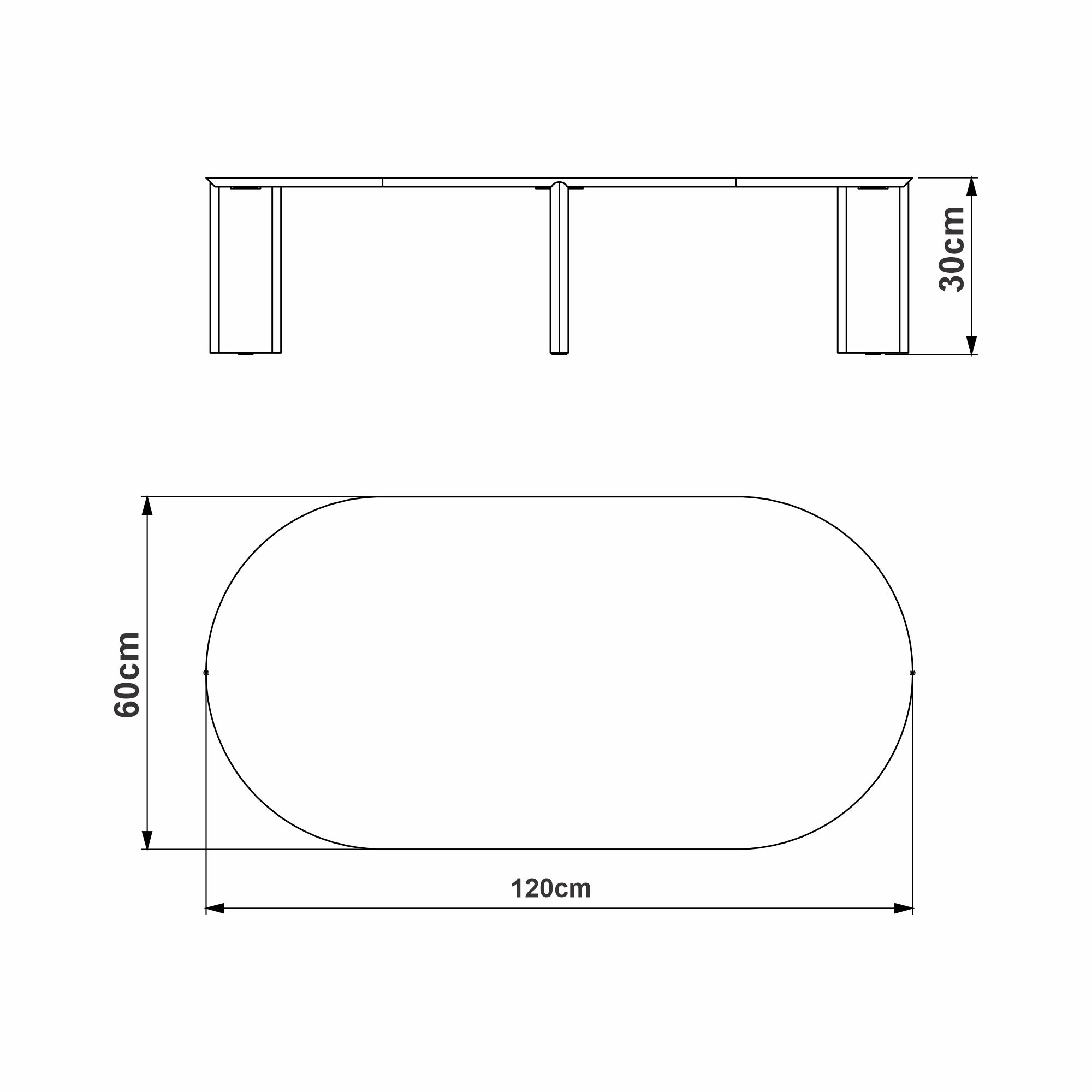 Mesa de Centro Alice Negro – Mesa de Centro Ovalada con Patas de Panel Cilíndrico/Plano
