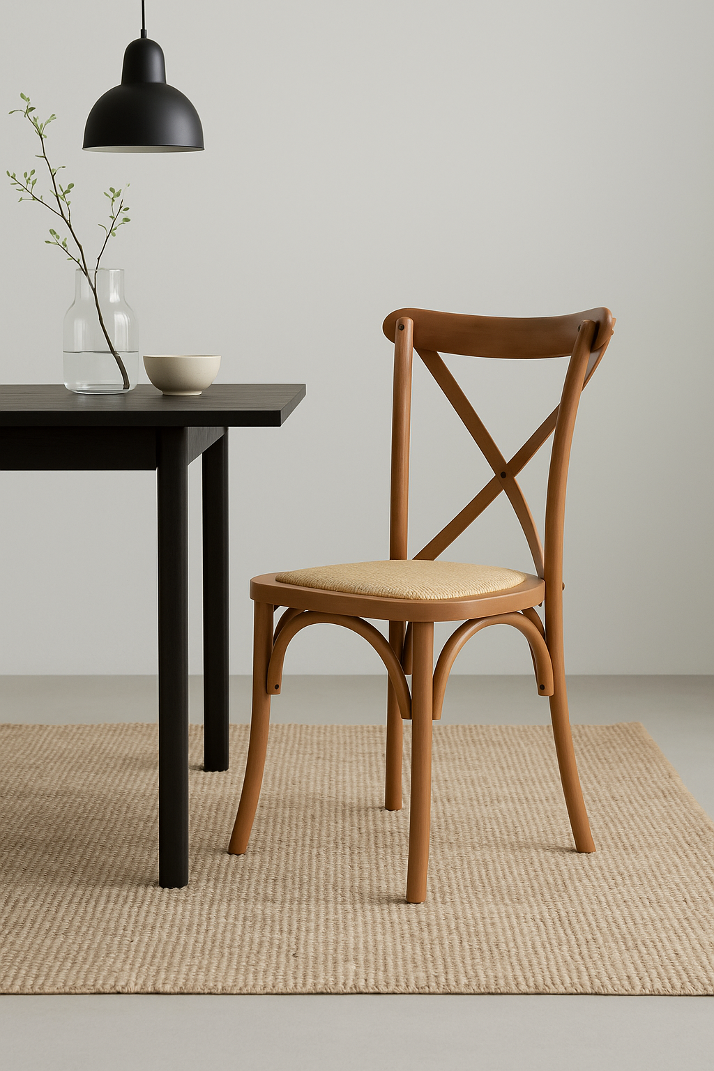 Silla CrossCraft Madera y Rattan Natural