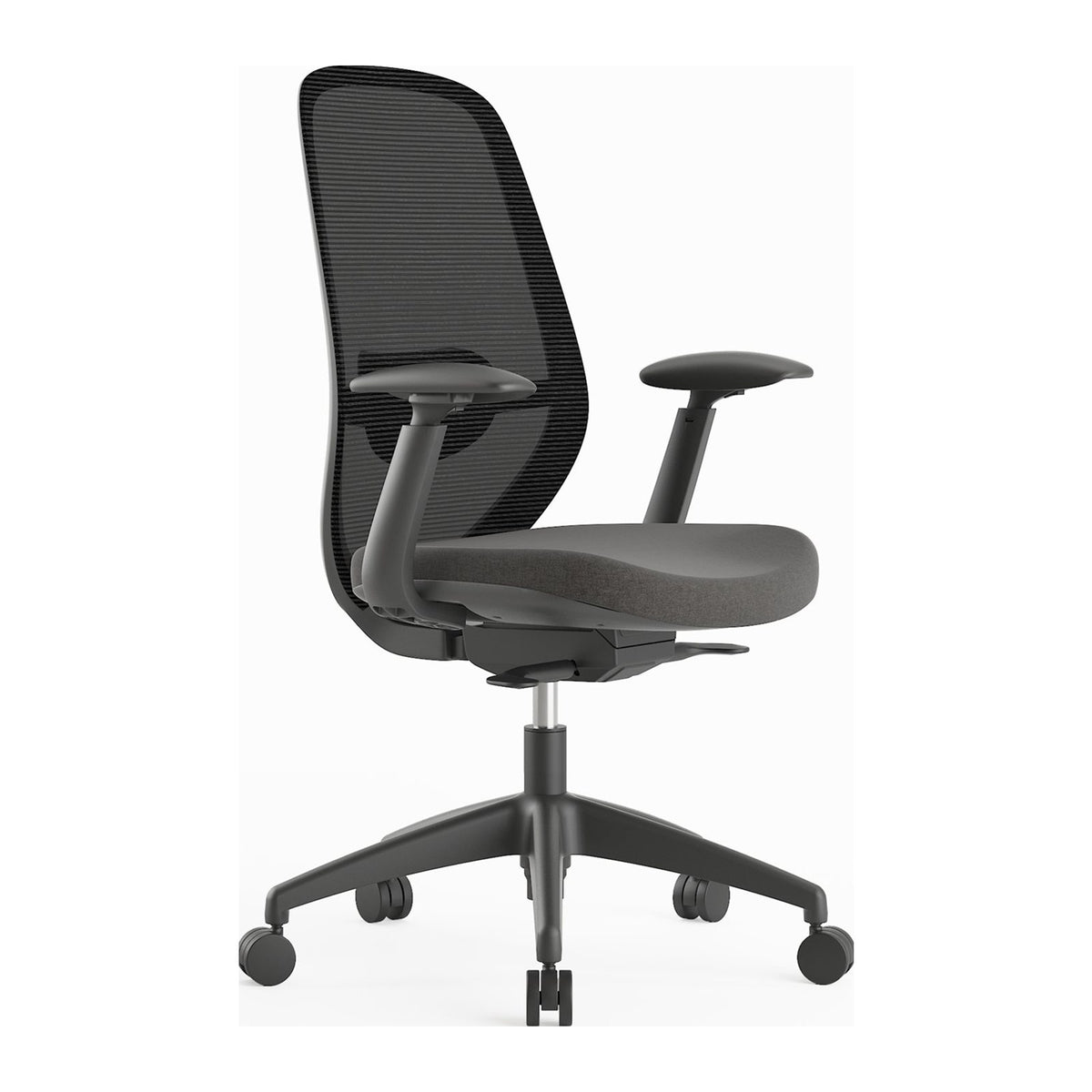 Silla oficina Budi negra, vista frontal
