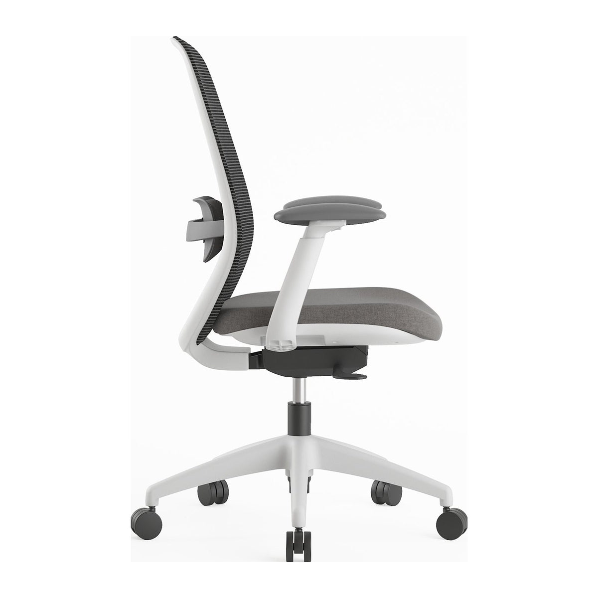 Silla oficina Budi gris, vista tres cuartos