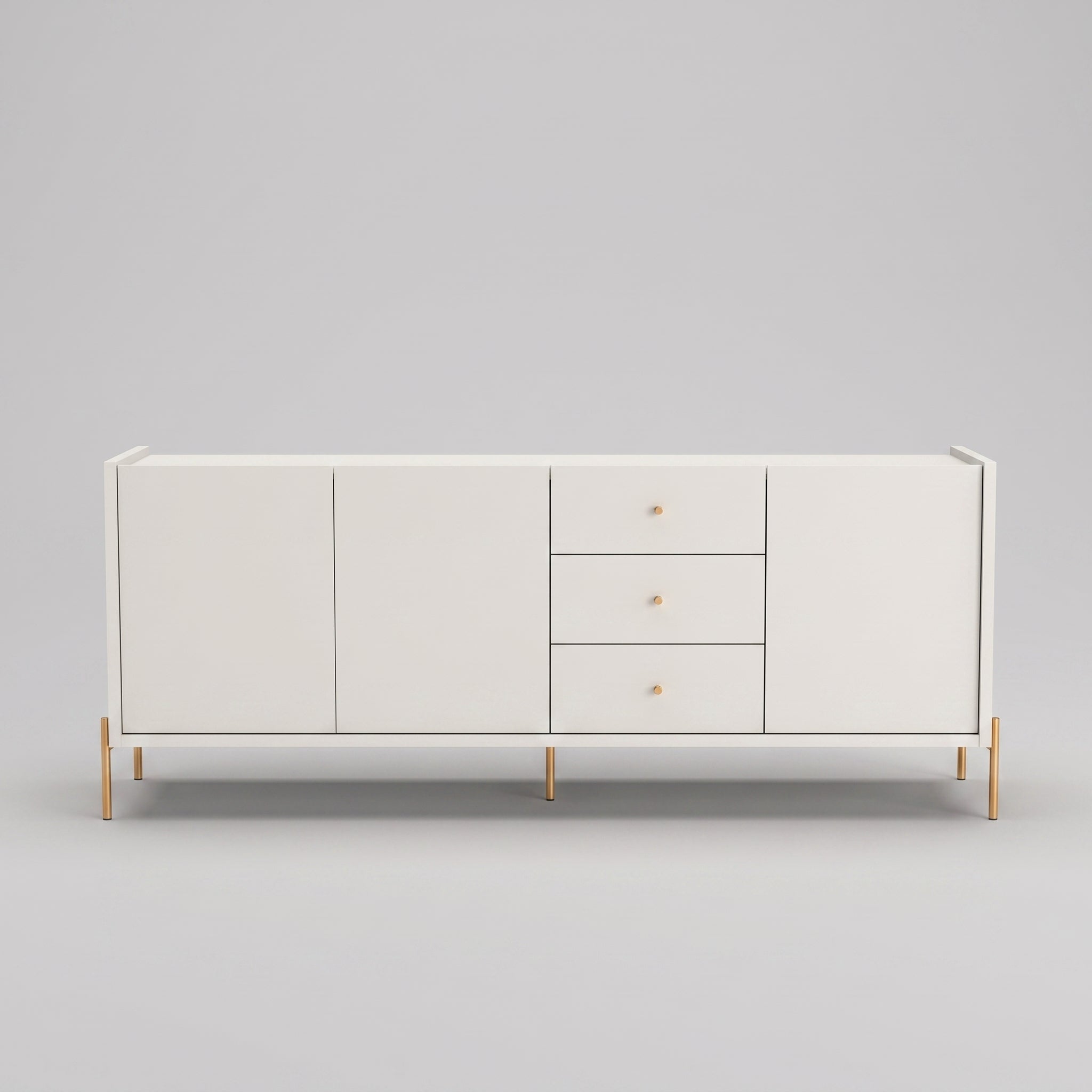 Buffet Aparador Jasper Off-White – Diseño Minimalista & Detalle Dorado