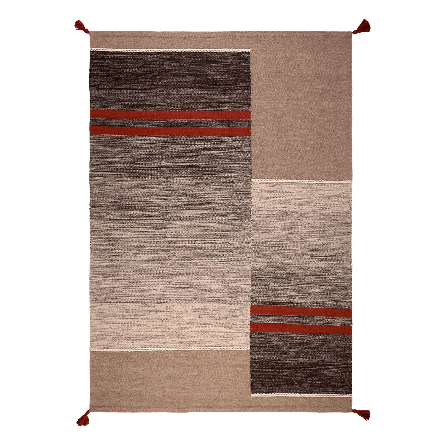 Alfombra Handwoven Wool Line Terracota