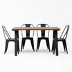 Juego de Comedor Linha Nogal 4P + Sillas Tolix Negro - Medular Diseño Juego de Comedor