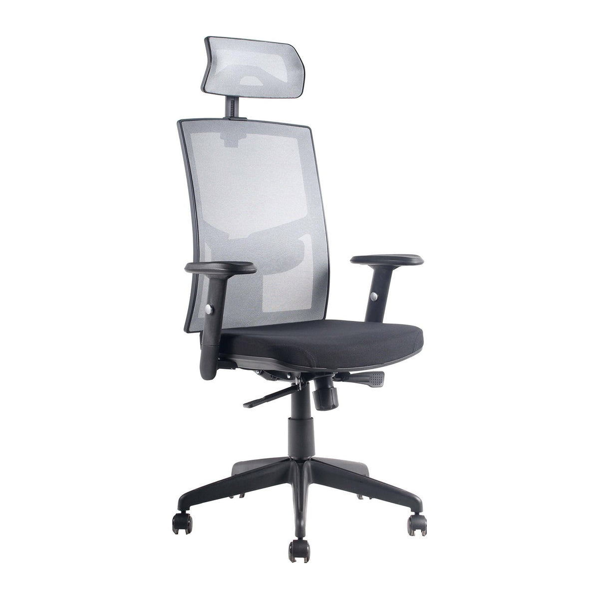 Silla oficina Focus con cabecera, vista tres cuartos