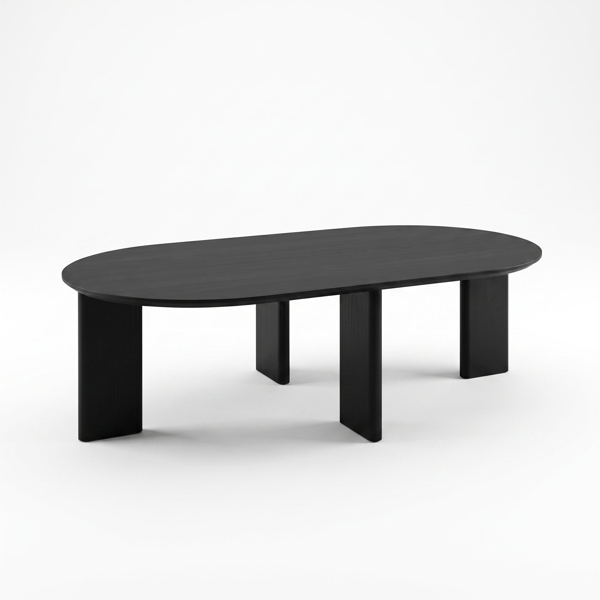 Mesa de Centro Alice Negro – Mesa de Centro Ovalada con Patas de Panel Cilíndrico/Plano
