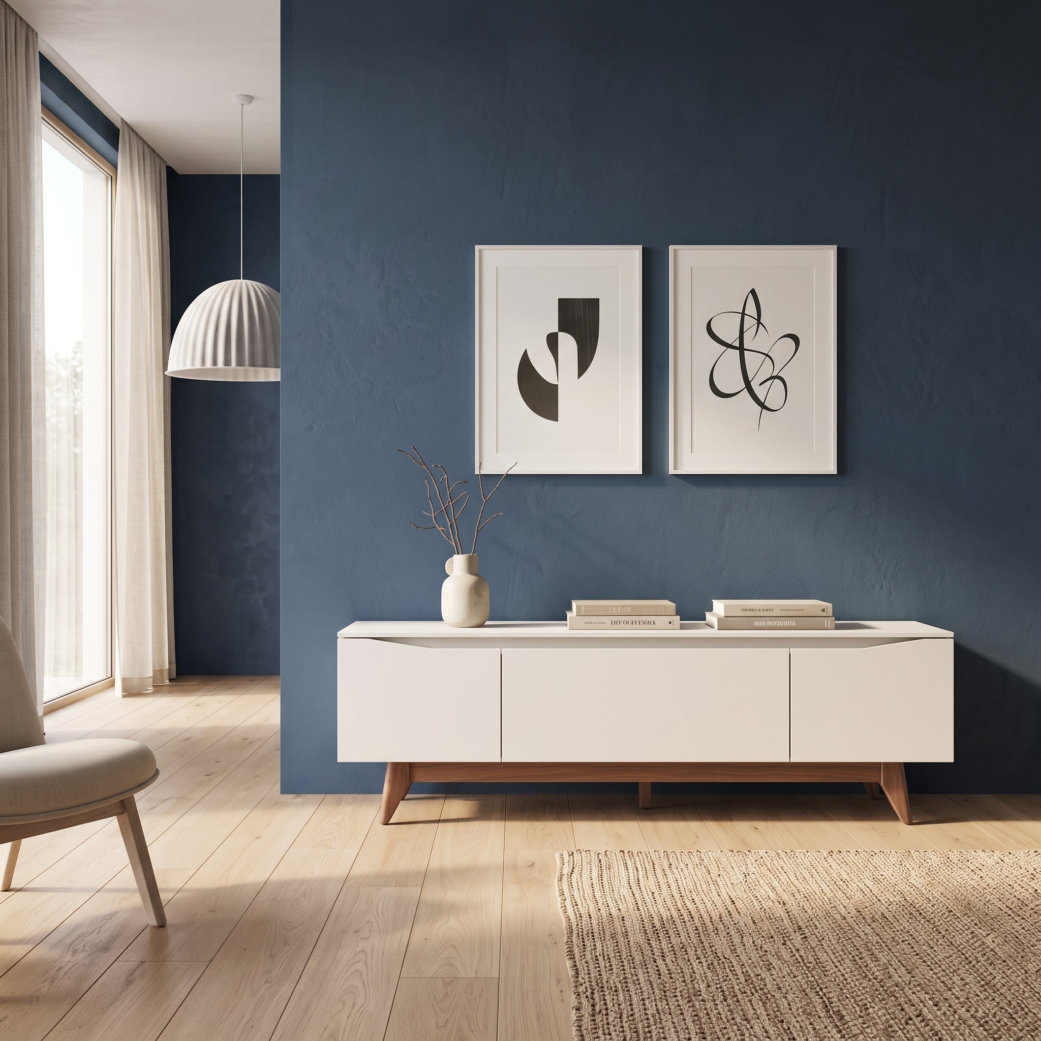 Rack Flyn Stilo 1.8 Offwhite – Mueble de TV de 180 cm con Base de Madera Natural