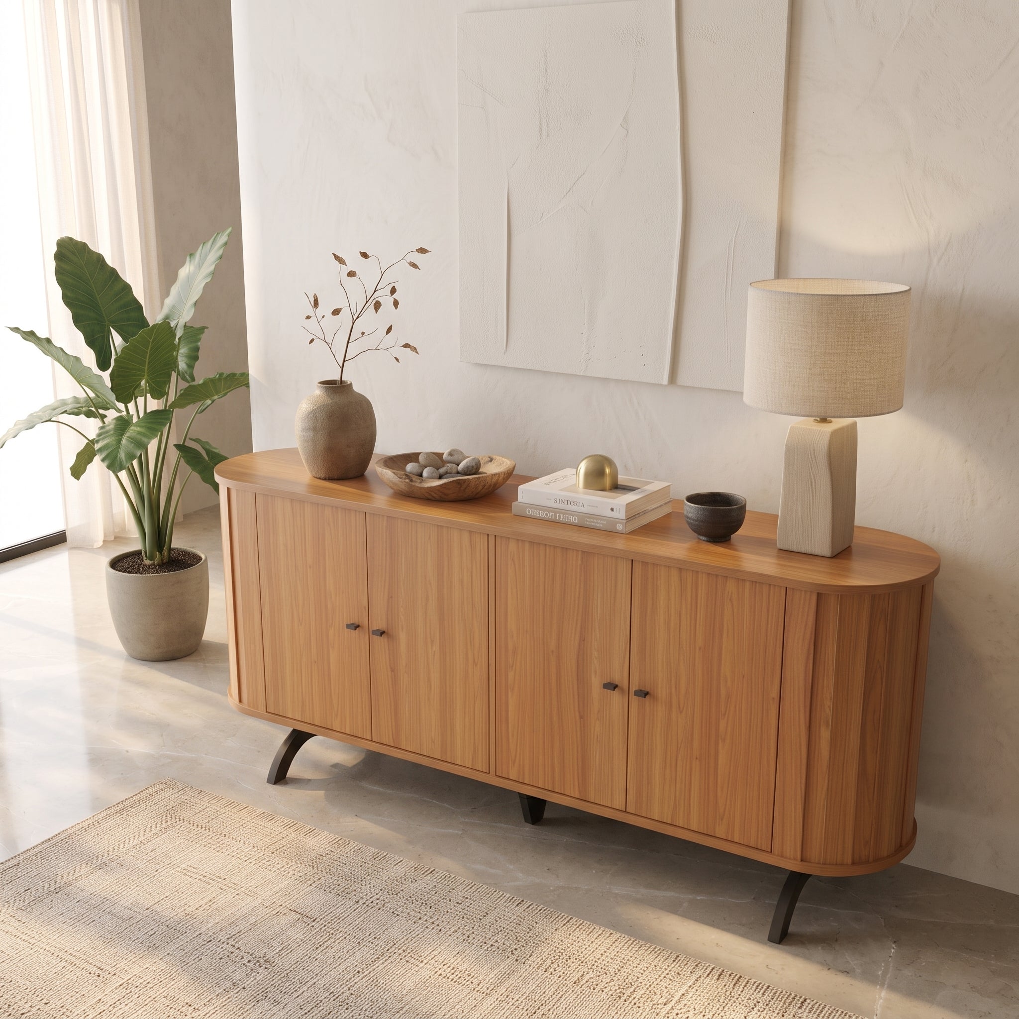 Aparador Curved Wood – Elegancia Japandi, Líneas Orgánicas y Calidez
