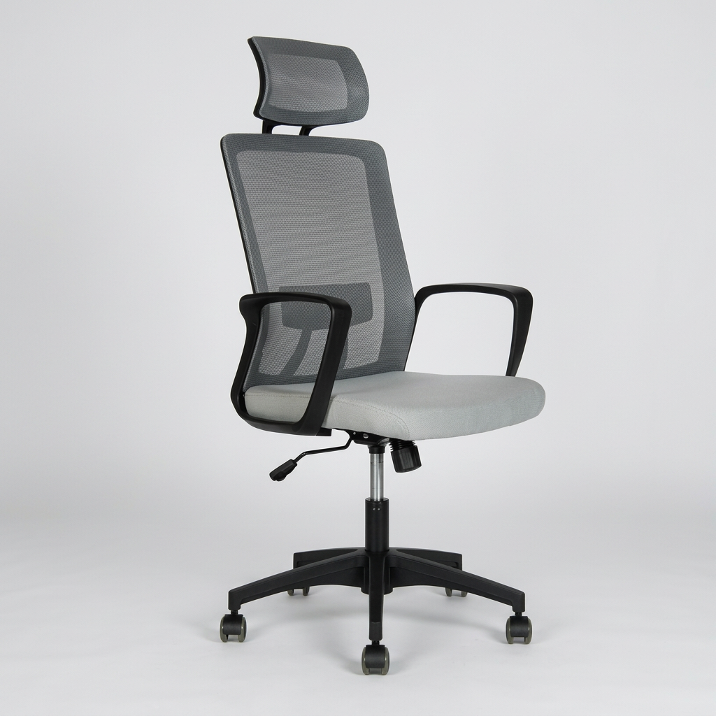 Silla oficina Happy Gris con Cabecero