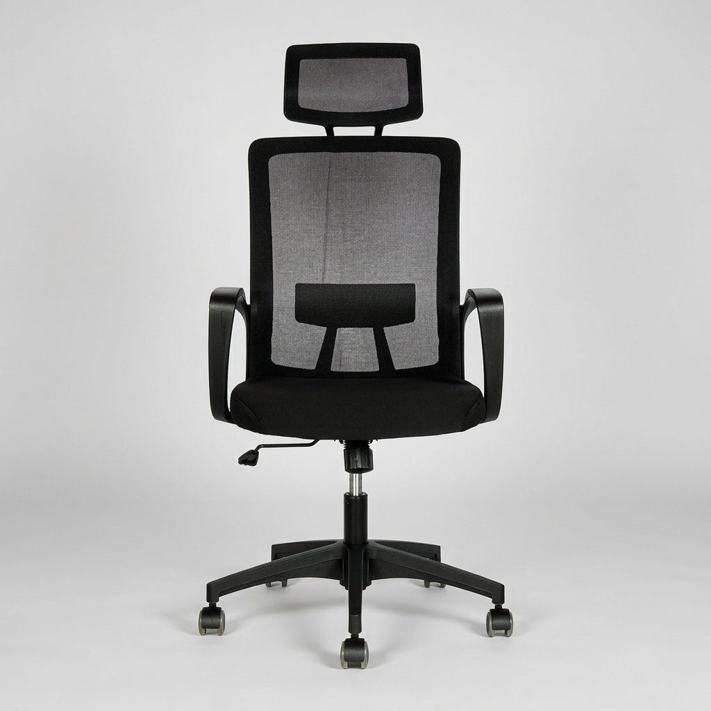 Silla oficina Happy Negra con Cabecero - Medular Diseño Sillas de Escritorio