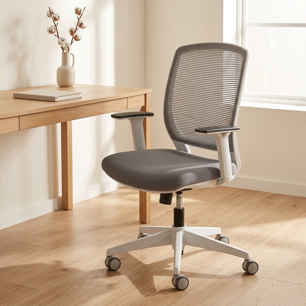 Silla oficina Job Gris, vista tres cuartos