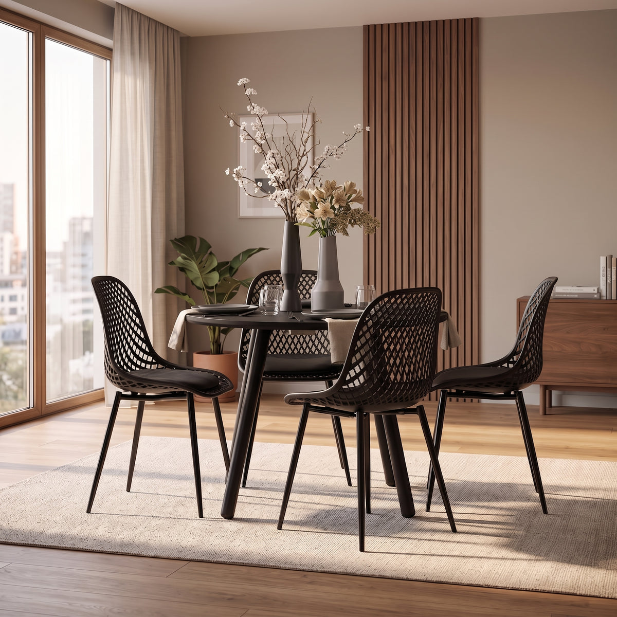 Juego de Comedor Aula Black 4P + 4 Sillas Europa Negra