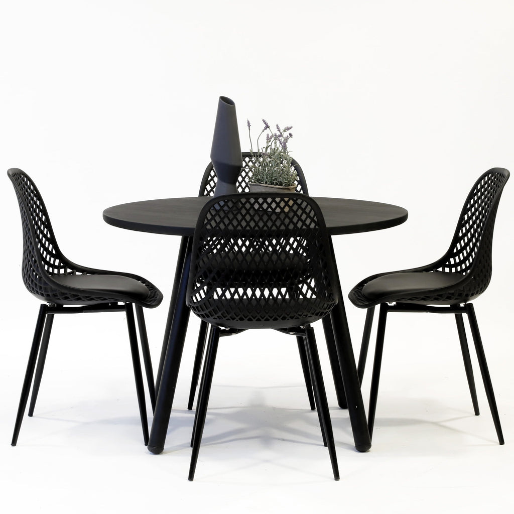 Juego de Comedor Aula Black 4P + 4 Sillas Europa Negra