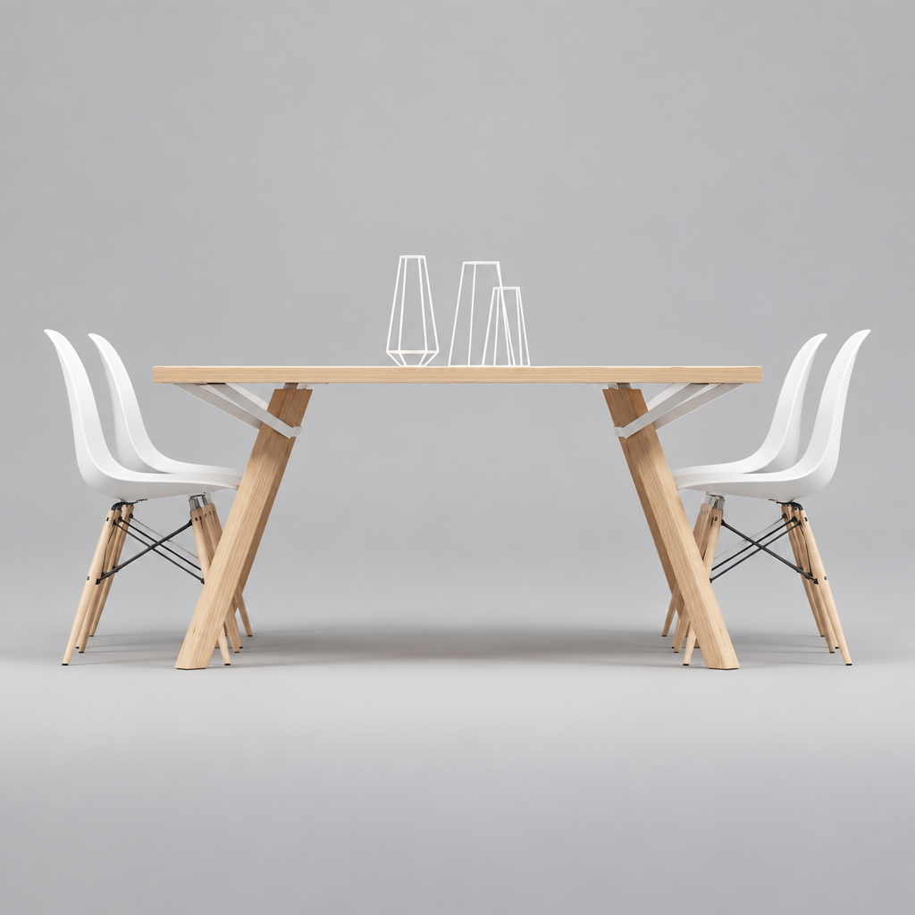 Mesa de Comedor Trigo Fijaciones Blancas 6P