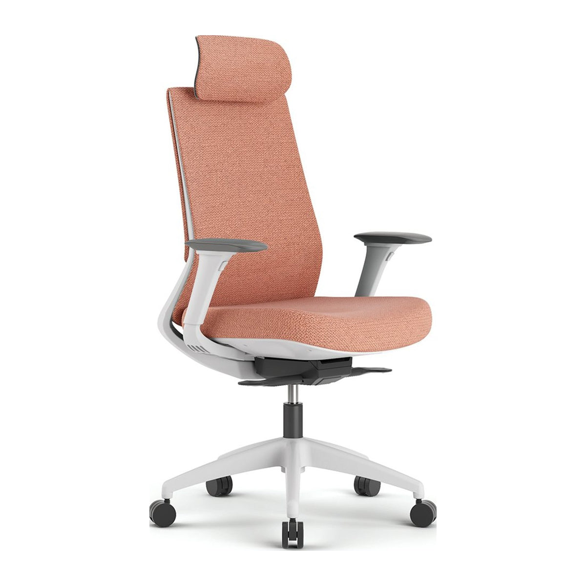 Silla oficina Ness Gris con malla coral y cabecera