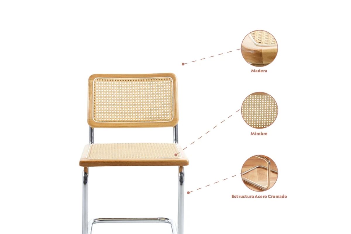 Silla Breuer Madera y Rattan Madera