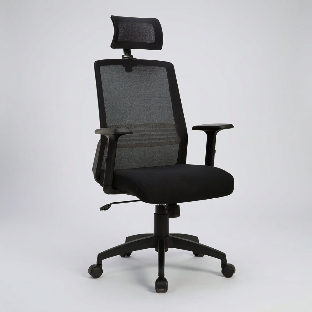 Silla oficina Ejecutiva Tossy Negra con Cabecero - Medular Diseño Sillas de Escritorio