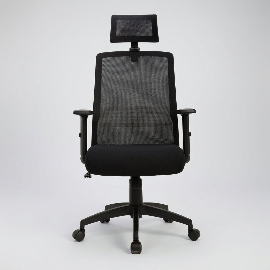 Silla oficina Ejecutiva Tossy Negra con Cabecero - Medular Diseño Sillas de Escritorio