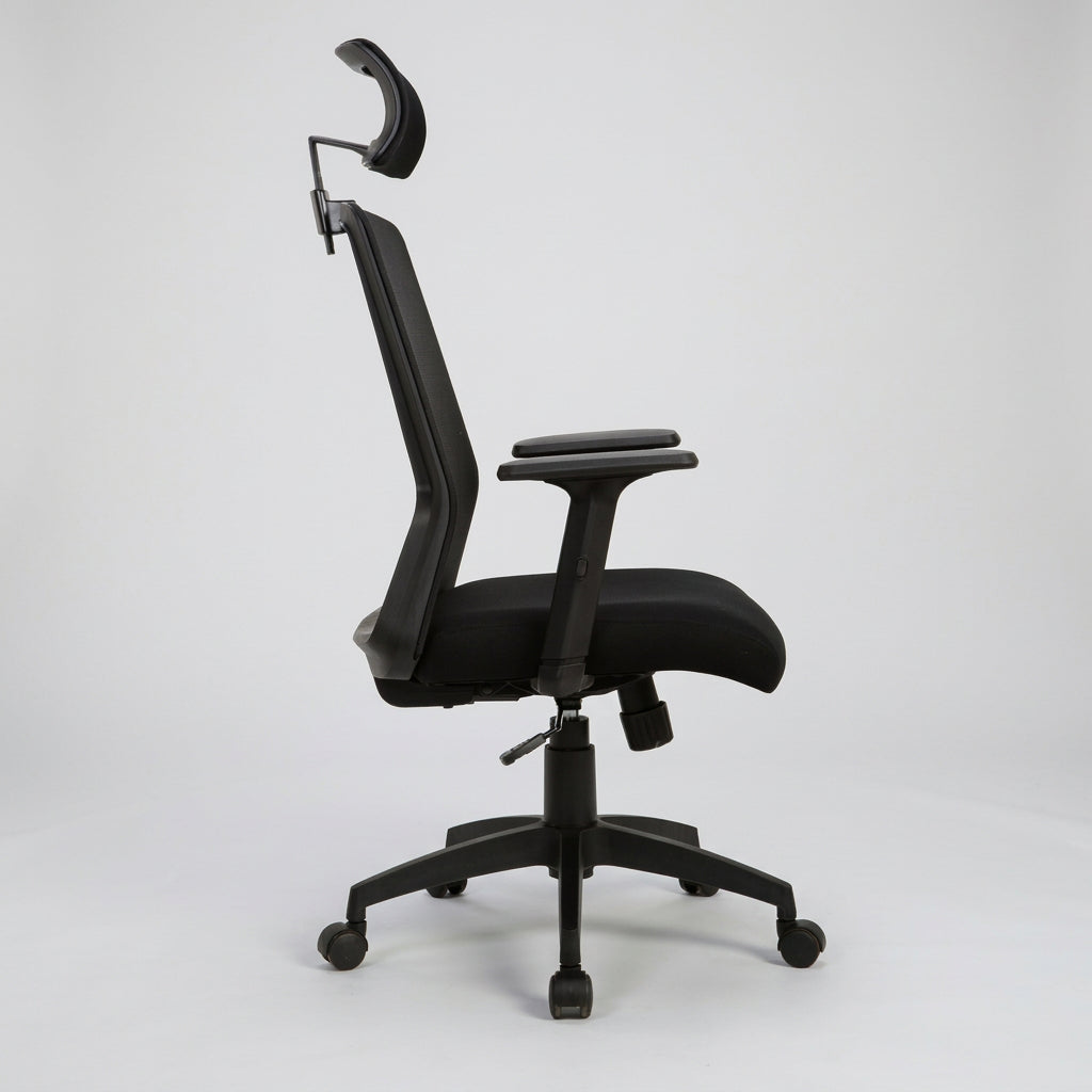 Silla oficina Ejecutiva Tossy Negra con Cabecero - Medular Diseño Sillas de Escritorio