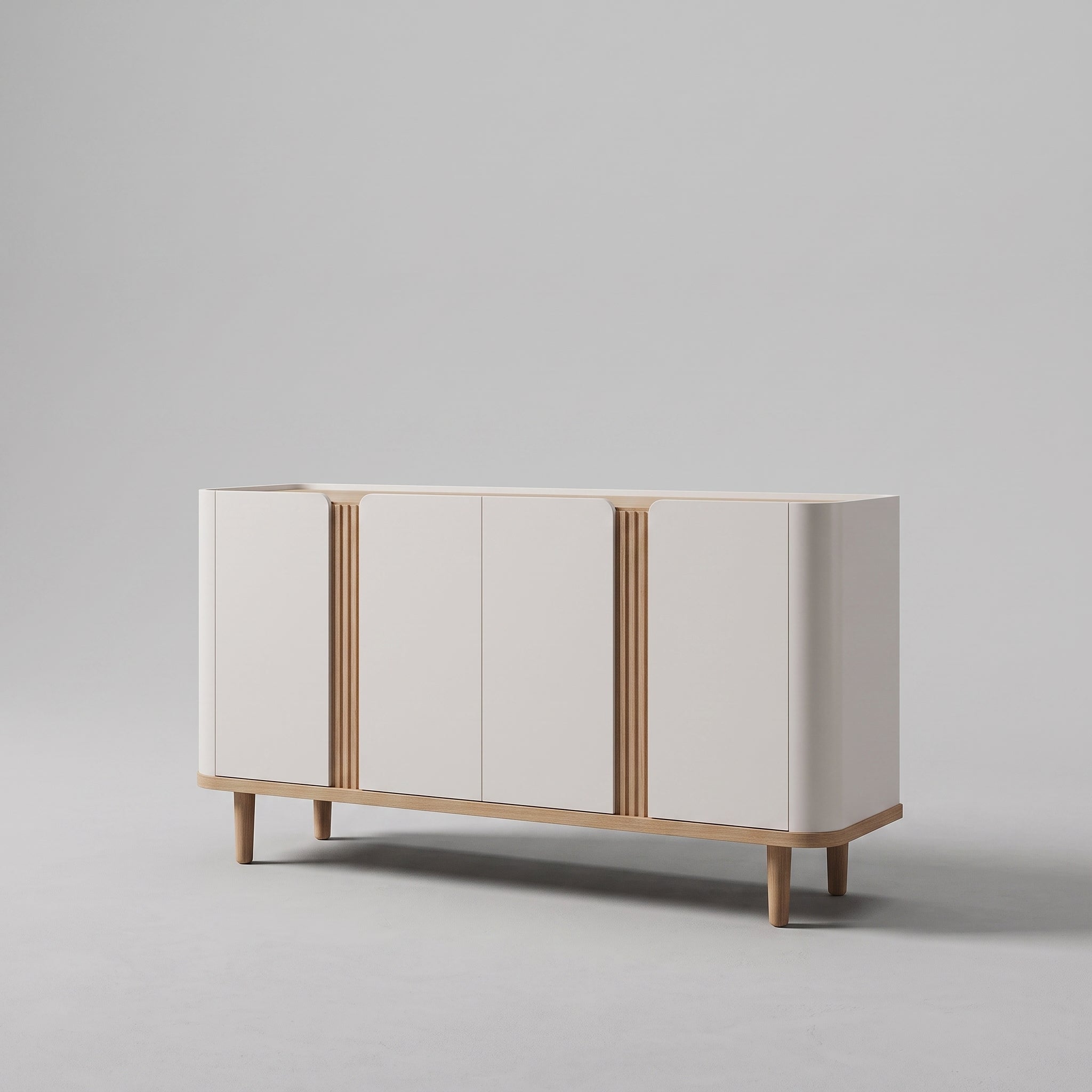 Buffet Aparador Eva Off-White & Madera – Curvas Orgánicas & Estilo Nórdico