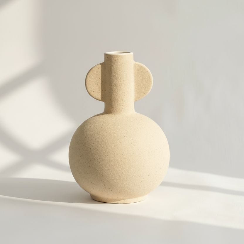 Ceramic vase with natural window lighting