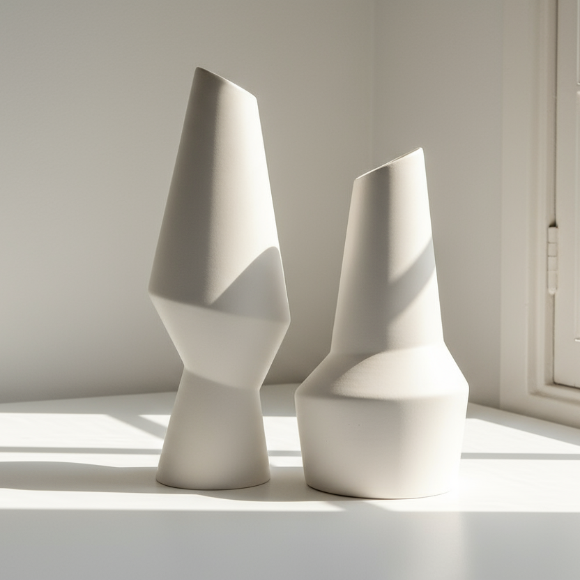 Ceramic vase with natural window lighting