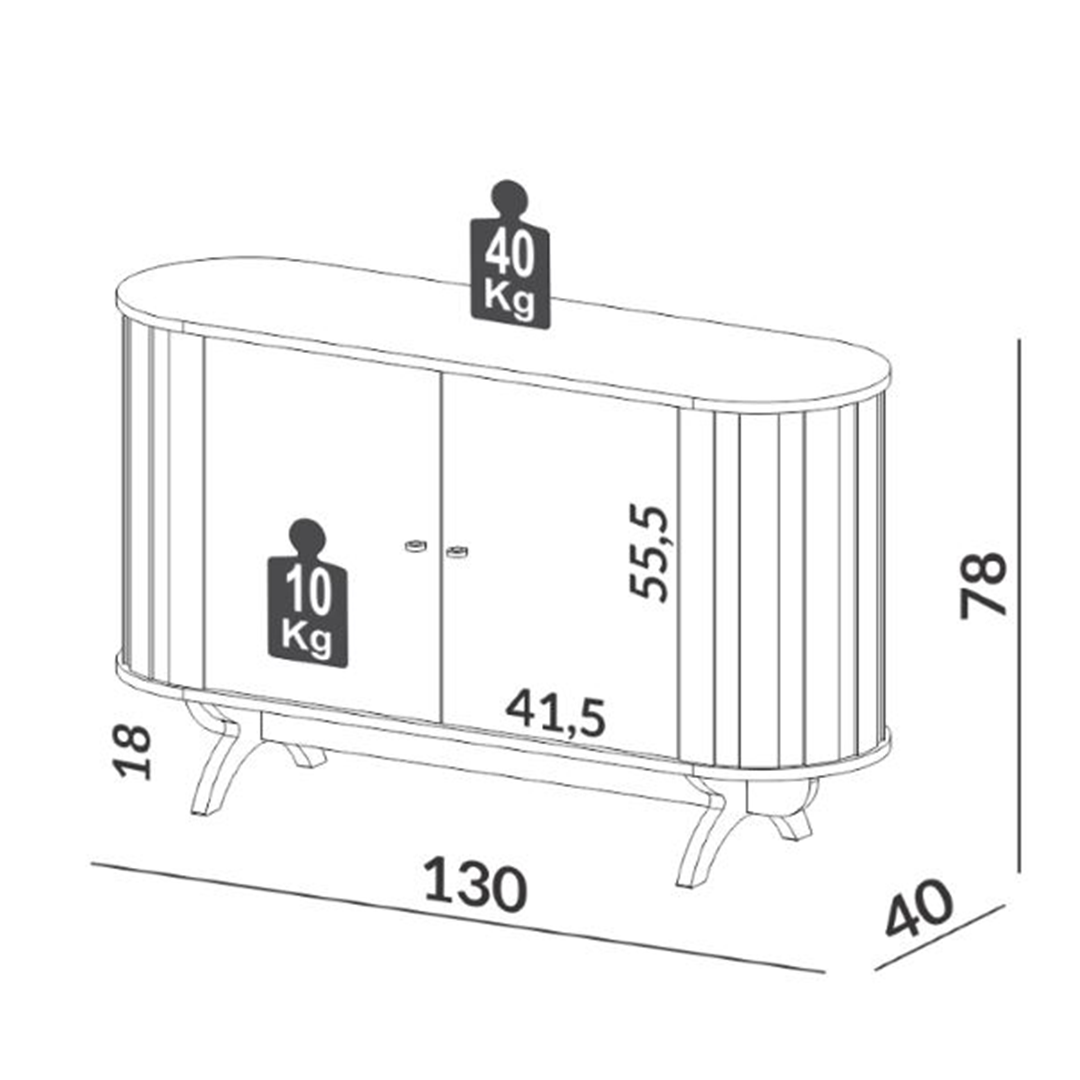 Buffet Tb289 Curvo 1.30 Castaño