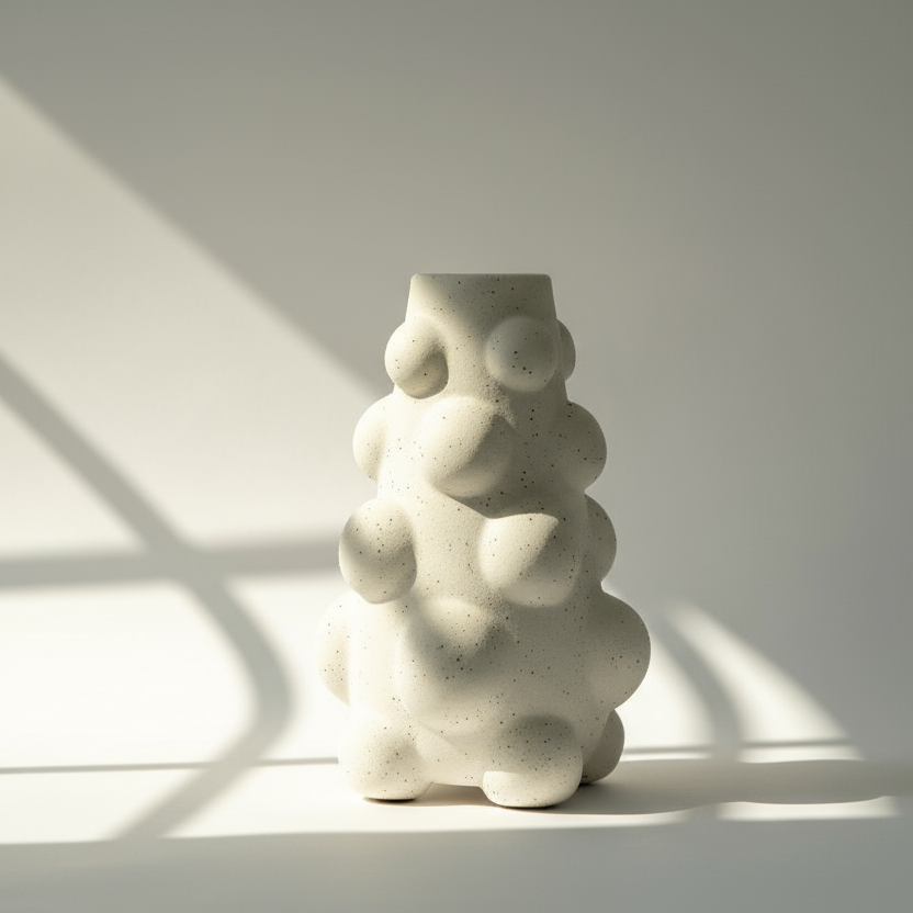 Jarrón cerámico con luz de ventana