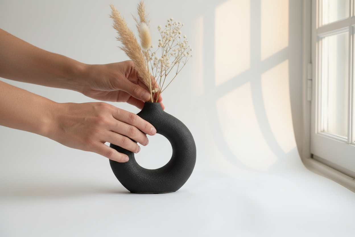 Jarrón Marsella editorial image with hands