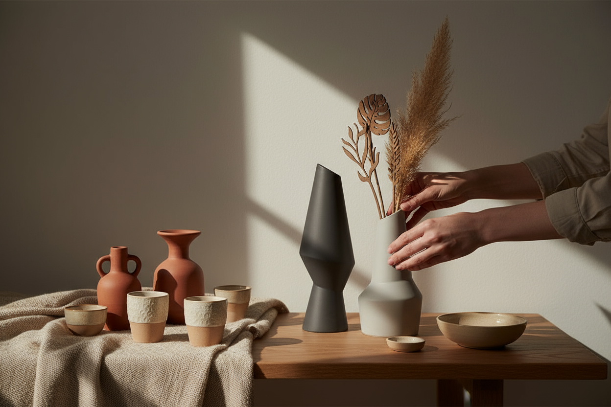 Jarrones Padre e Hijo Gris - Composición