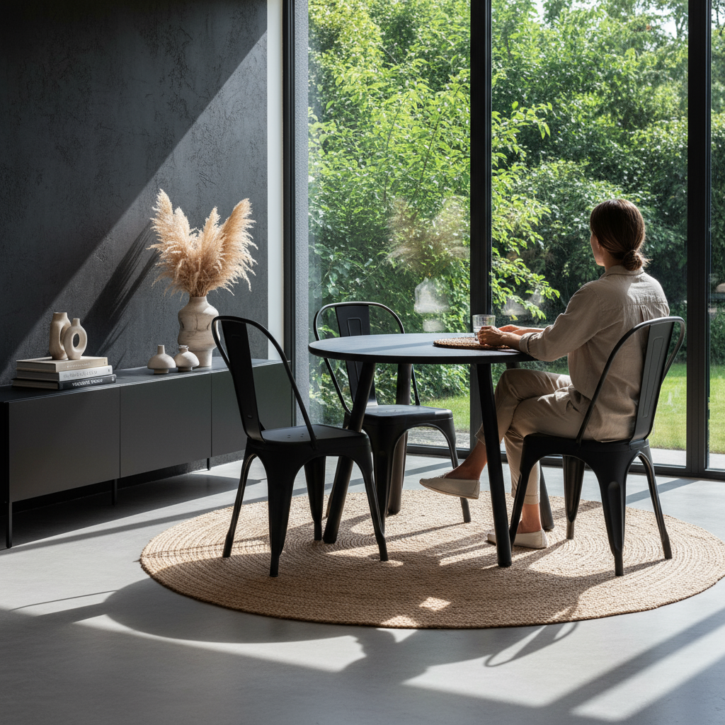 Juego de Comedor Aula Black 4P + Sillas Tolix Negro