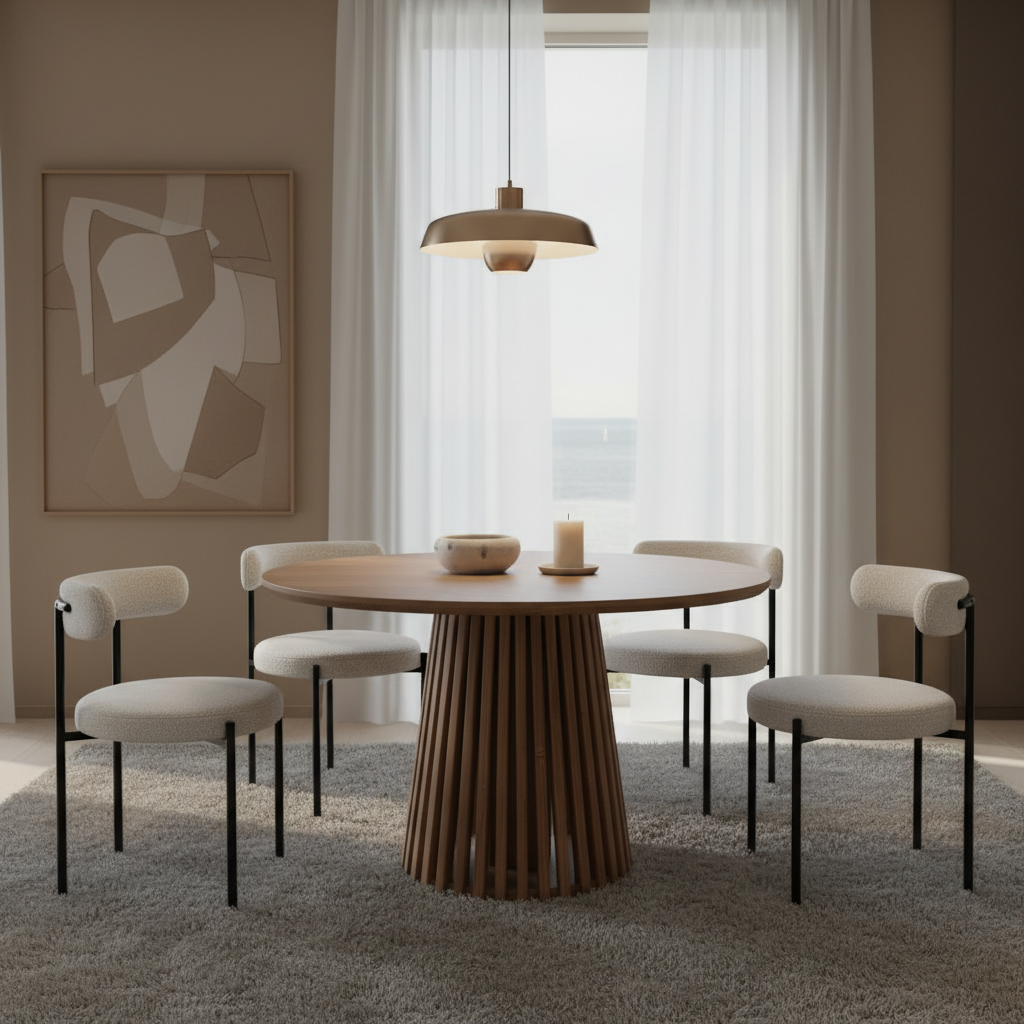 Juego de Comedor Palisade Natural 4P + 4 Sillas Numa — Estilo Minotti