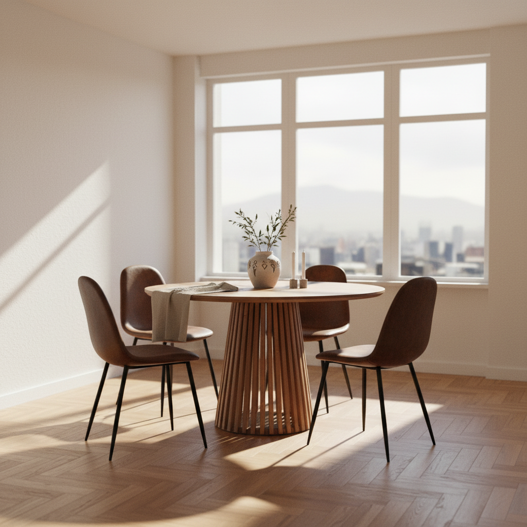 Juego de Comedor Palisade Nogal 4P + 4 Sillas Luxor Ecocuero Café Oscuro