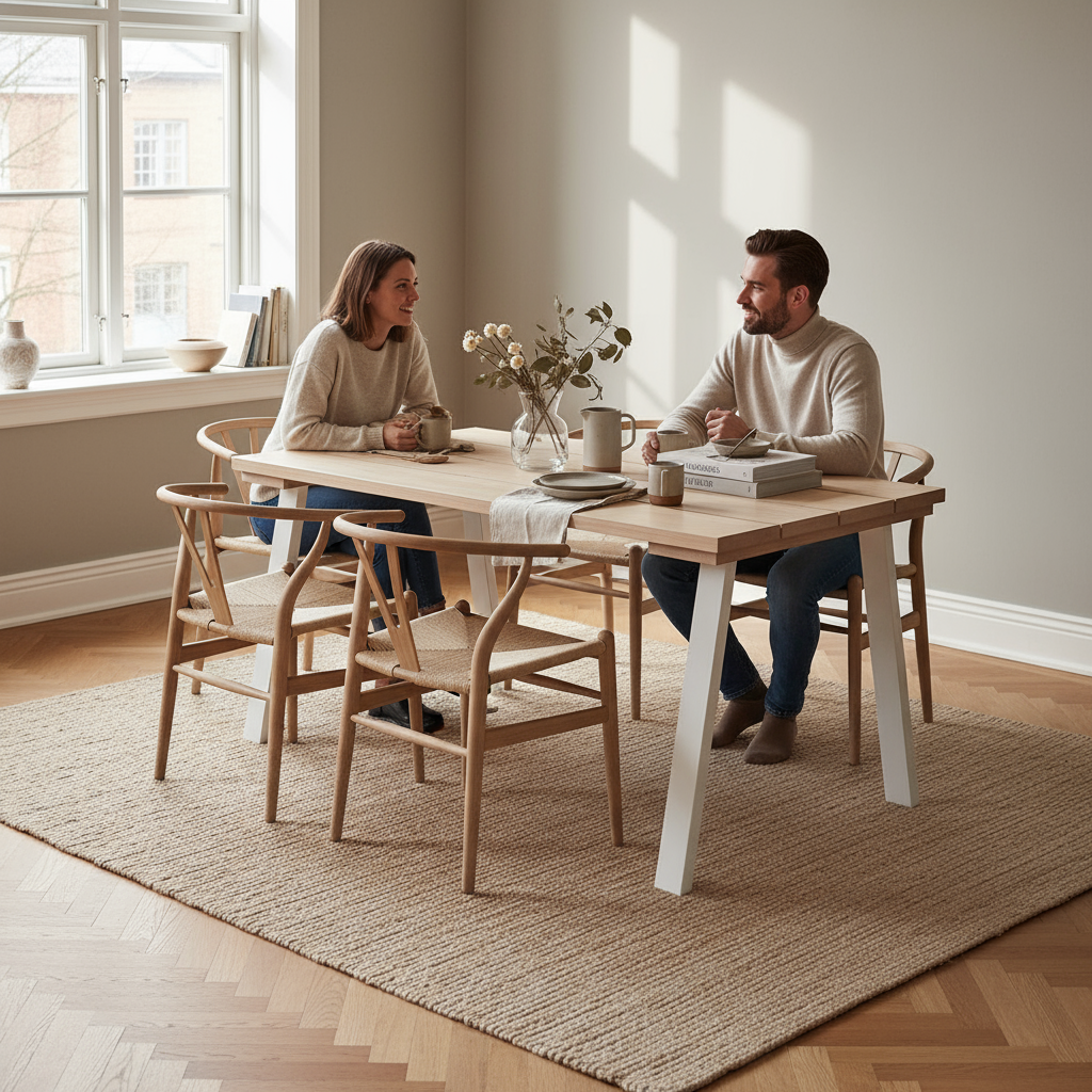 Juego de Comedor Linha Natural 4P + 4 Sillas Wishbone