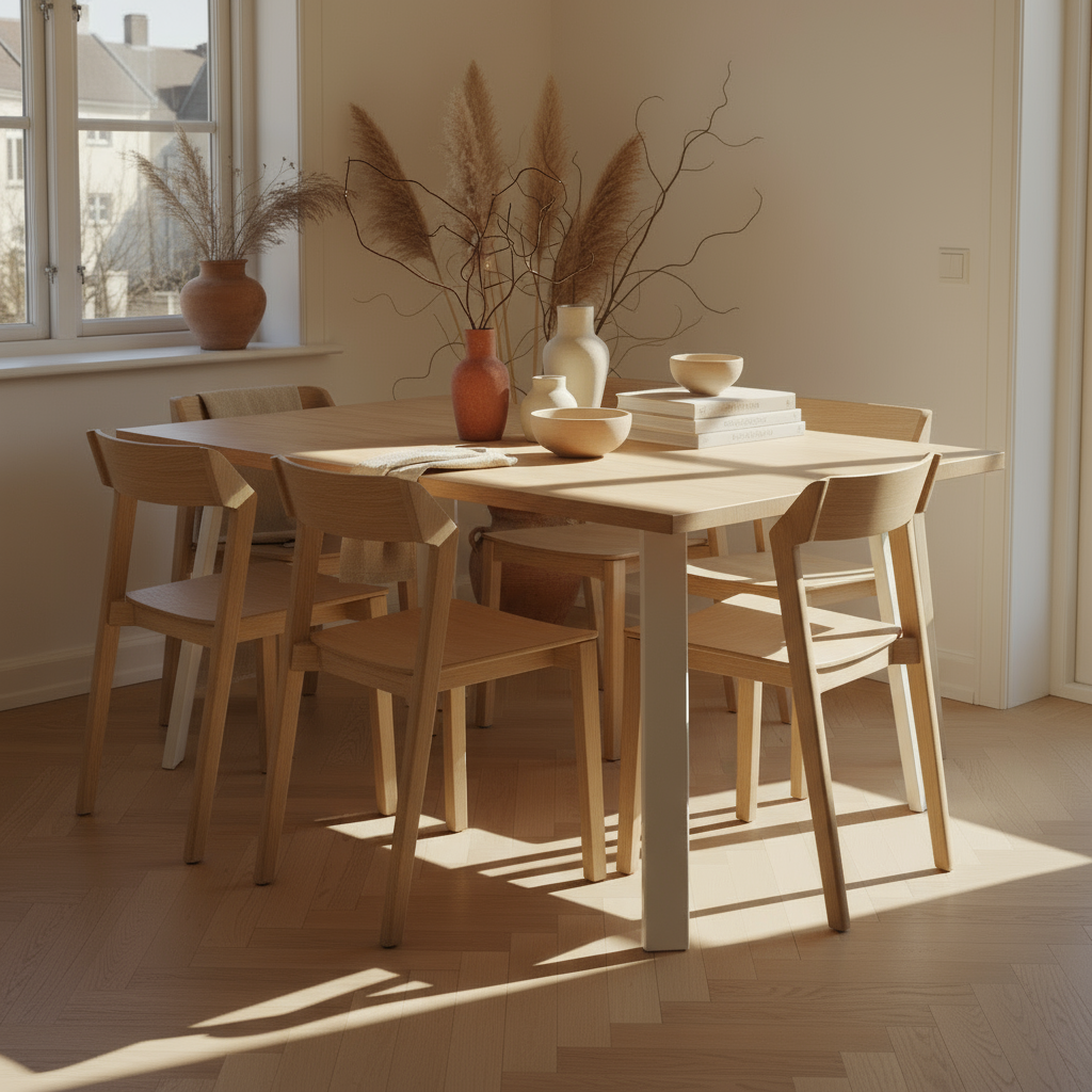 Juego Comedor Paladio Natural 6P + 6 Sillas Træstol