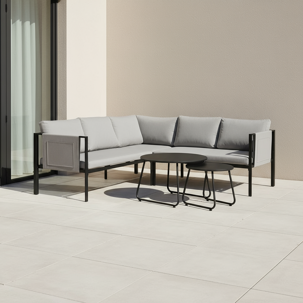 Minimal editorial terrace set outdoors