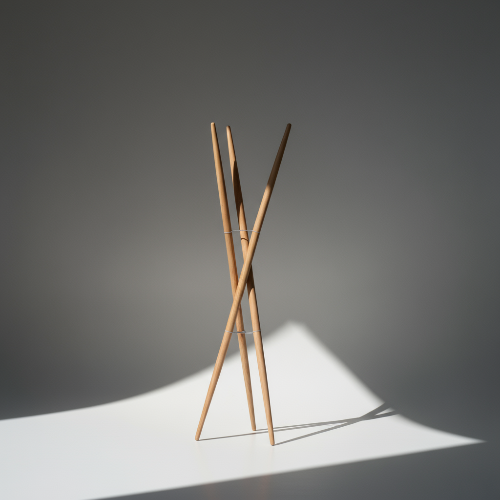 Perchero Triwu con fondo gris y luz dramática