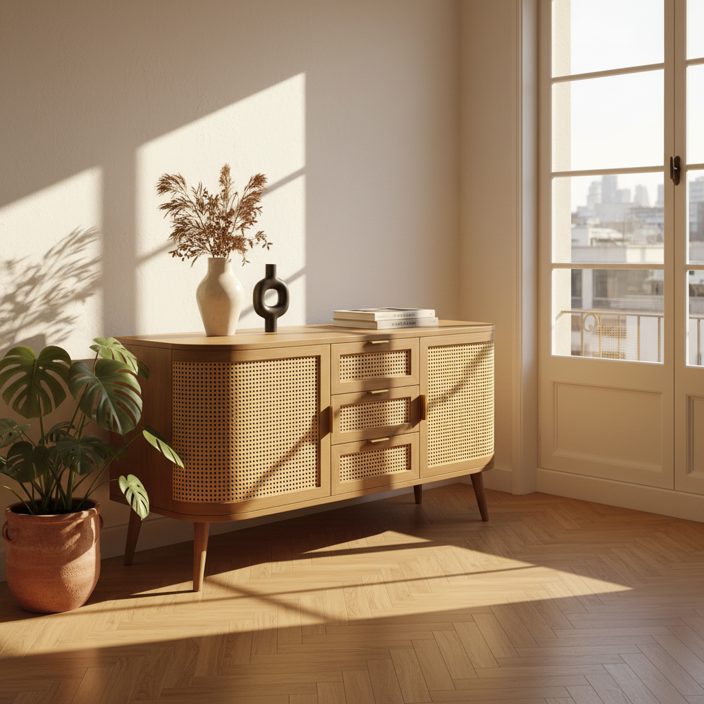 Rack Savia Rattan — Composición Ambiental