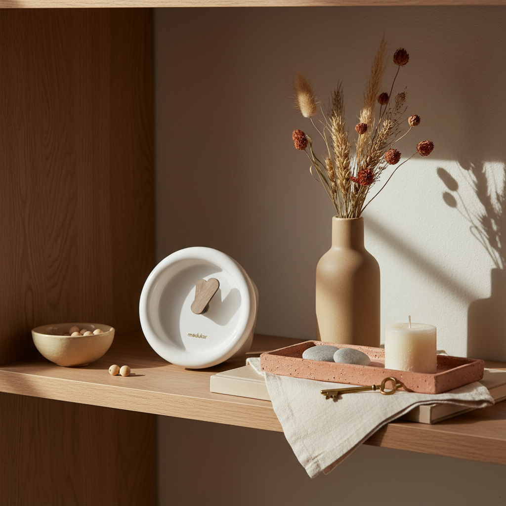 Reloj Gary blanco - Estante con objetos cotidianos