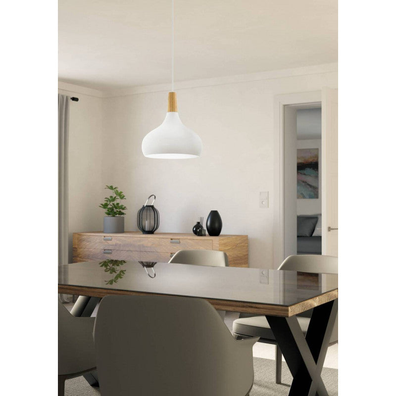 Sabinar Colgante Acero Blanco c/madera