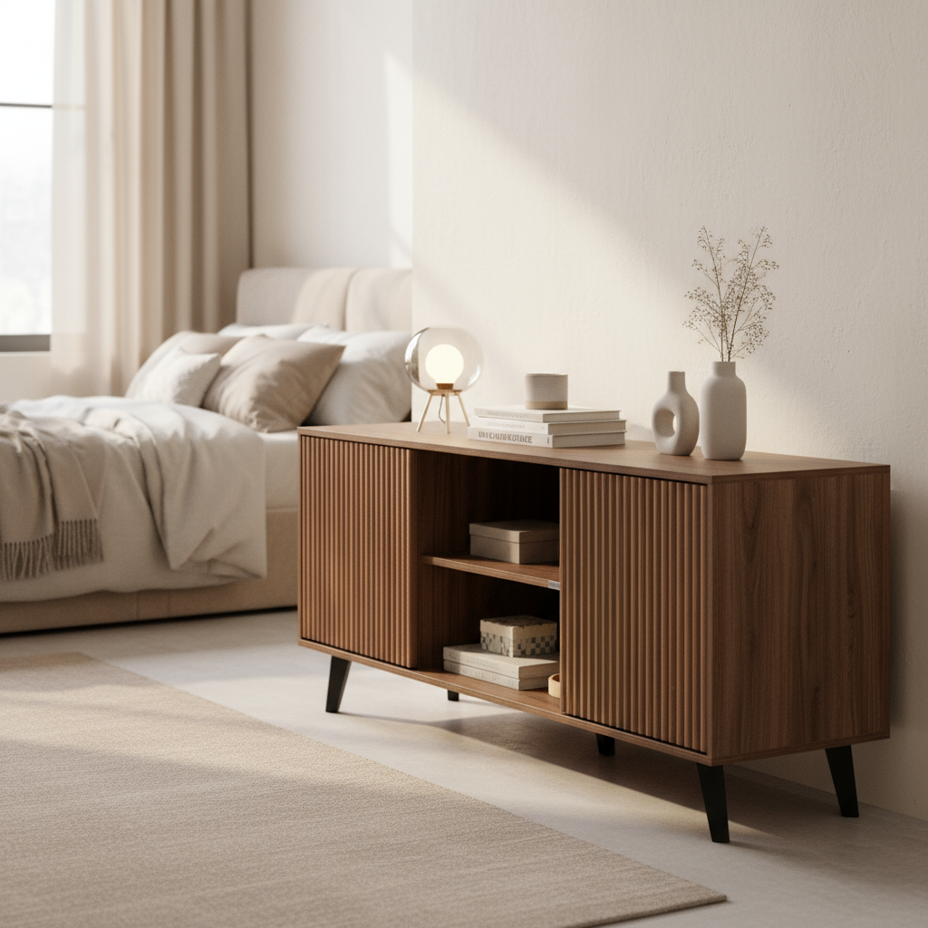 Serene bedroom storage console