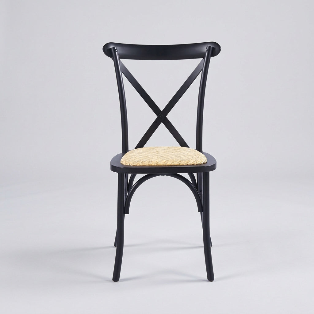 Silla CrossCraft Madera y Rattan Negra - Medular Diseño Sillas de interior